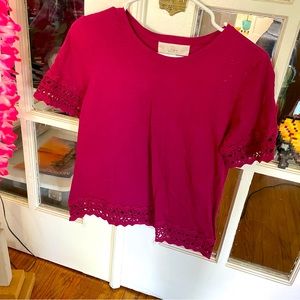 ✨ 10 for $10 Ann Taylor LOFT Blouse Red Crochet detailing